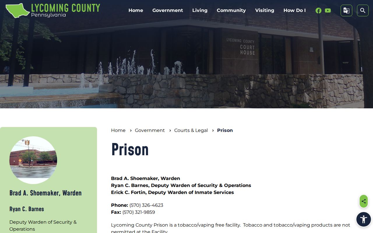 Lycoming County Prison official page